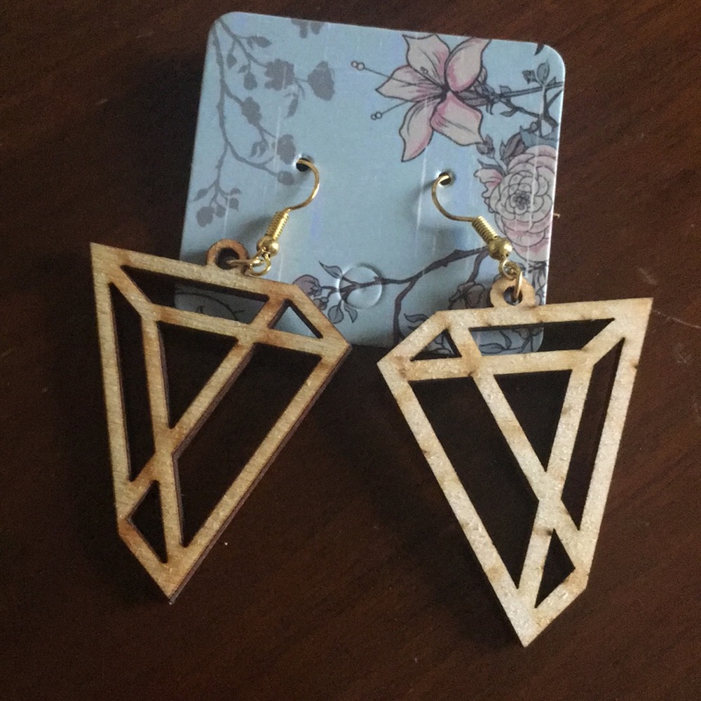 Geometric wood earrings